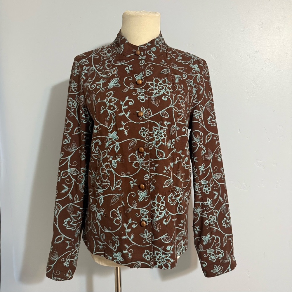 Embroidered Beaded Sequin Jacket with Mandarin Collar
